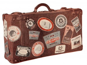 suitcase with stickers